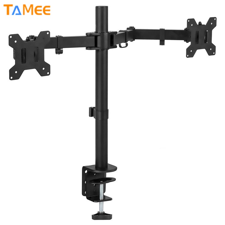 Tamee Dual Monitor Mount Bracket with Laptop Stand Tray Adjustable Arm