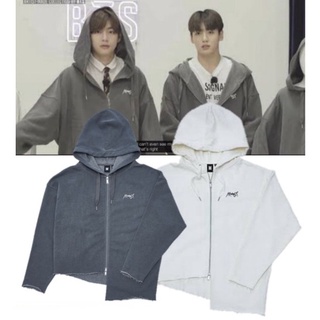 BTS Jungkook Inspired Gray Long-Sleeved Hoodie Jacket