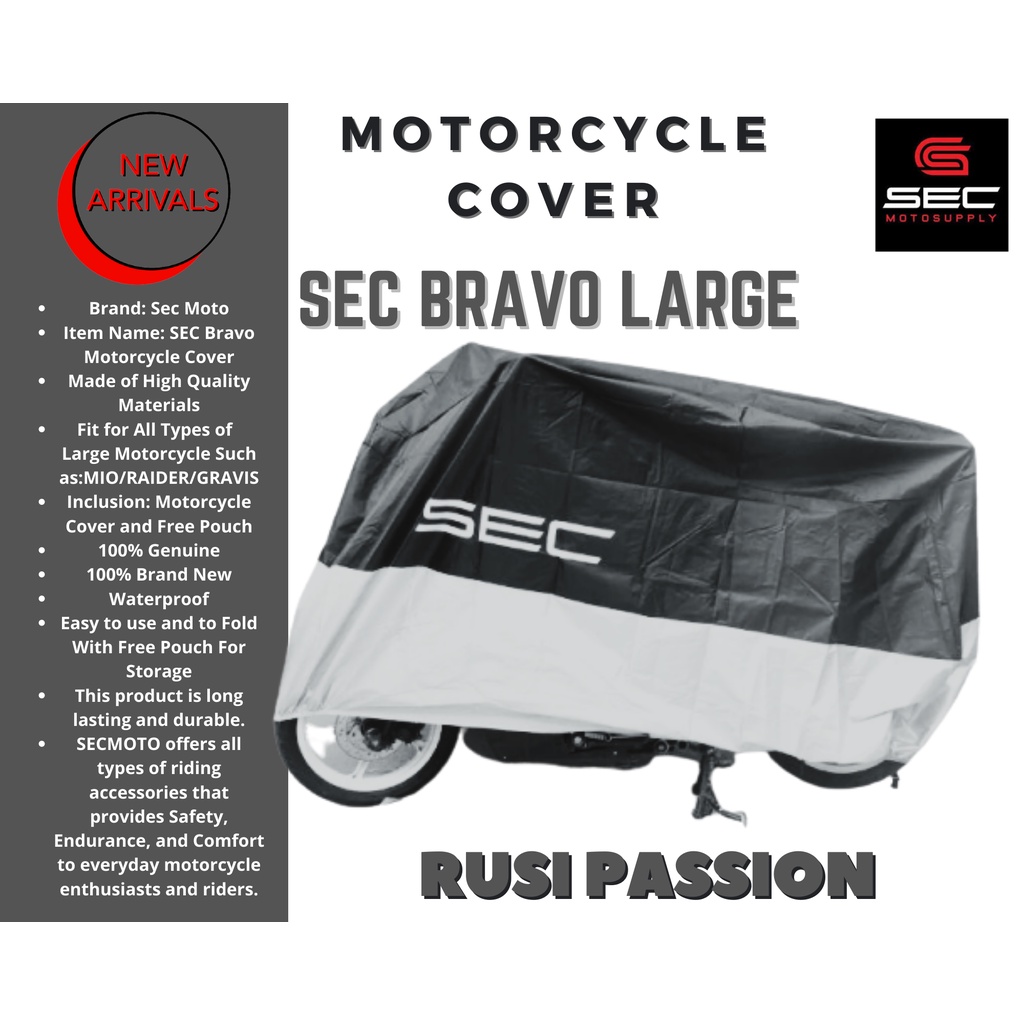 RUSI PASSION SEC BRAVO MOTOR COVER WITH STRAP LOCK l WATER RESISTANTl HIGH QUALITY Shopee Philippines
