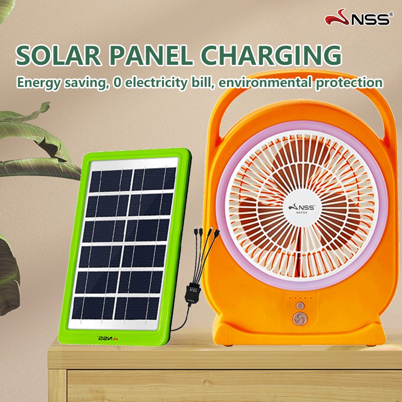 Nss Solar Fan With Panel Rechargeable Solar Powered Fan Electric Solar Fan With Led Light 7501