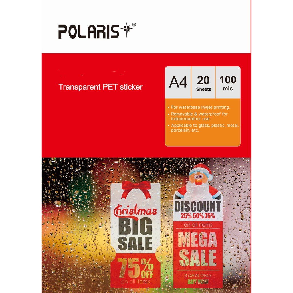 Polaris transparent pet sticker A4 / Water Resistant pet sticker A4 ...
