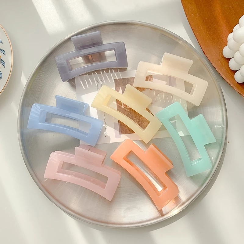 [ Ready Stock ] Fashion Geometric Jelly Color Hair Claw Clip/ Women ...