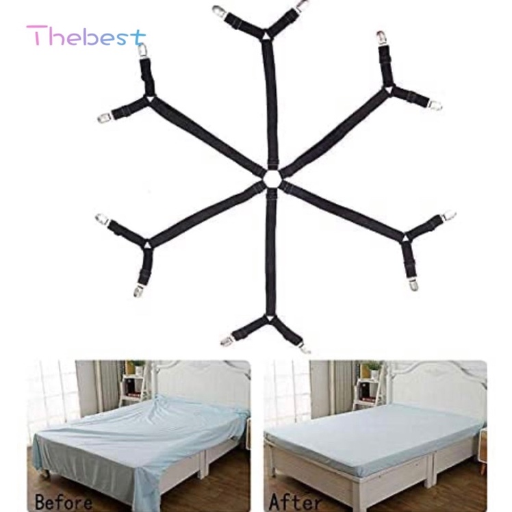 Bed Sheet Clips Adjustable Sheet Straps Suspenders Gripper Fastener 6