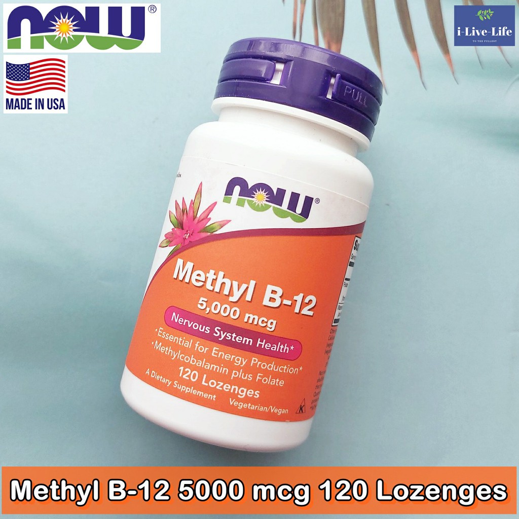 Vitamin B12 Methylcobalamin Methyl B-12 5000 Mcg 120 Lozenges-Now Foods ...