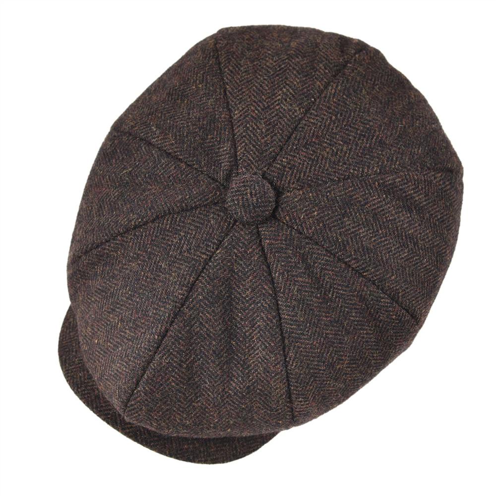 BBOTVELA Newsboy Cap for Men Women Wool Blend Tweed Herringbone 8 Panel ...