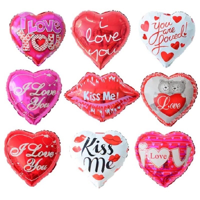 6pcs Red Heart Valentines Foil Balloon I Love You Balloon Valentines ...