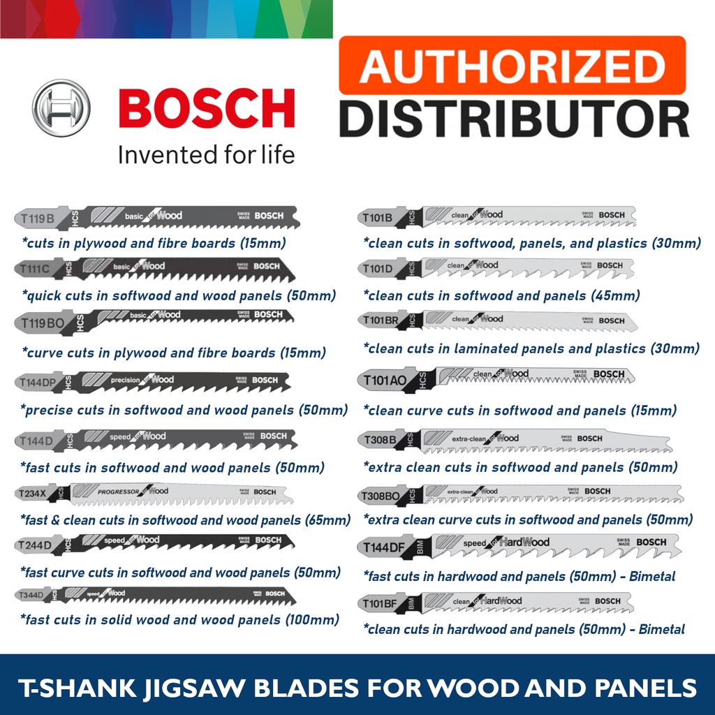 ORIGINAL Bosch Jigsaw Blade Sets For Wood Plastics MDF Chipboard