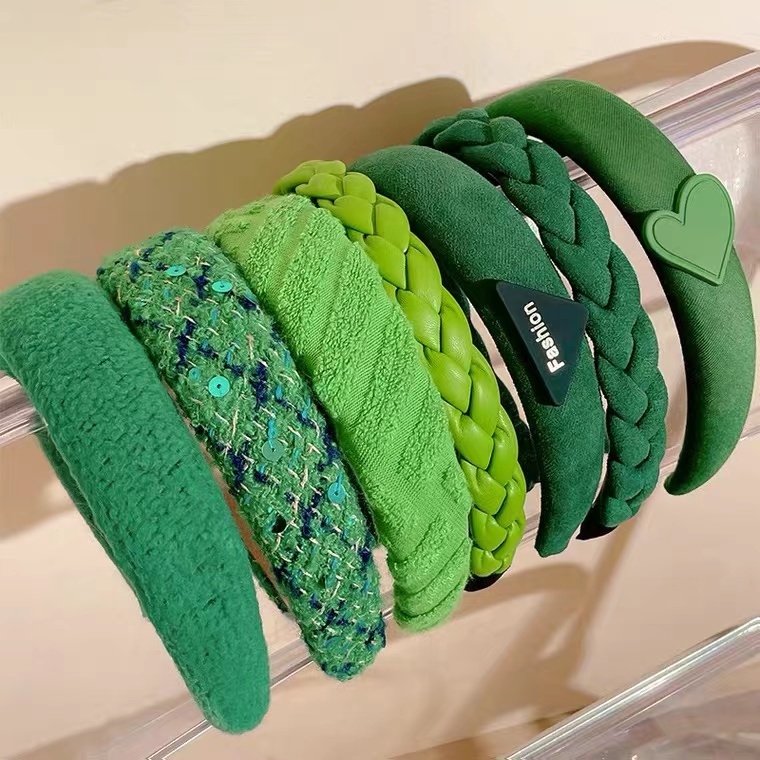 Green Color Sponge Headband Wide Hairband Fashion Popular Hair