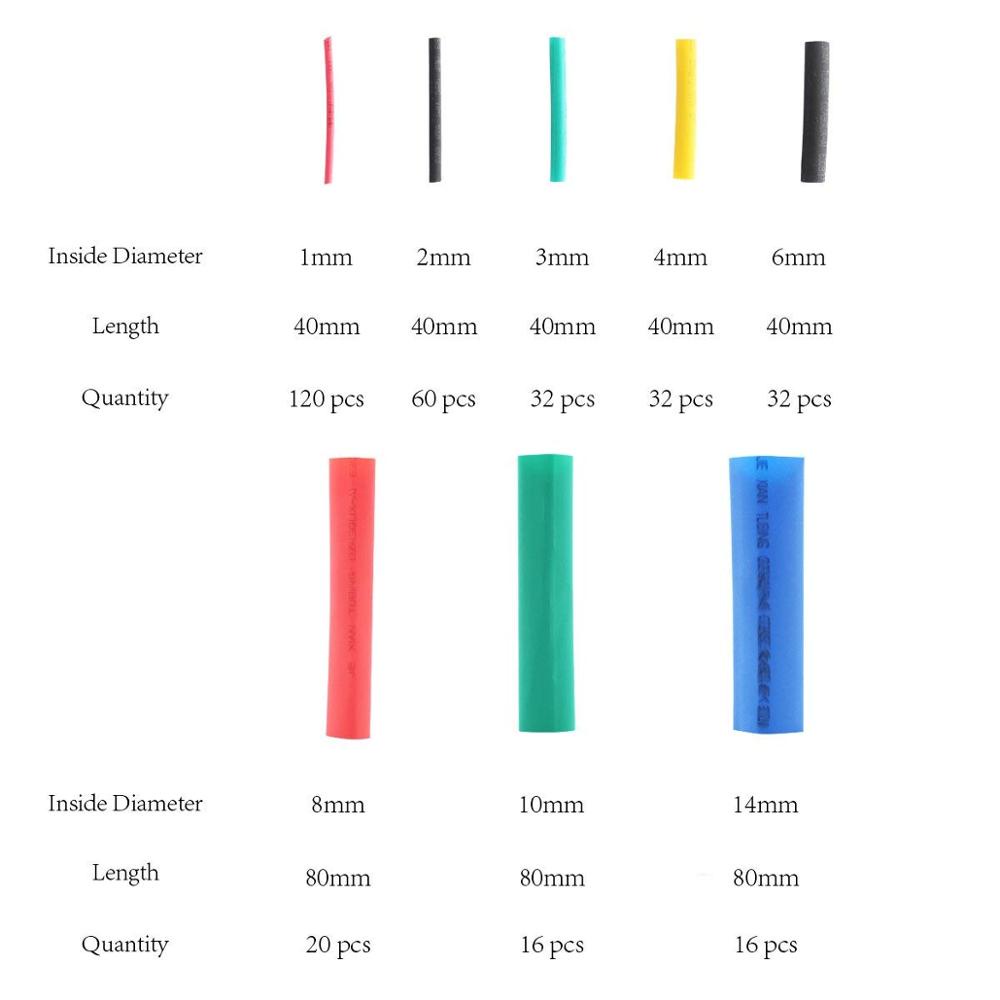 328 Pcs Heat Shrink Tubing 5 Colors 8 Sizes Assorted Tube Wrap Sleeve ...