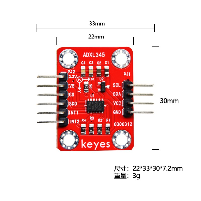 Keyes ADXL345 three-axis gravity accelerometer inclination sensor ...