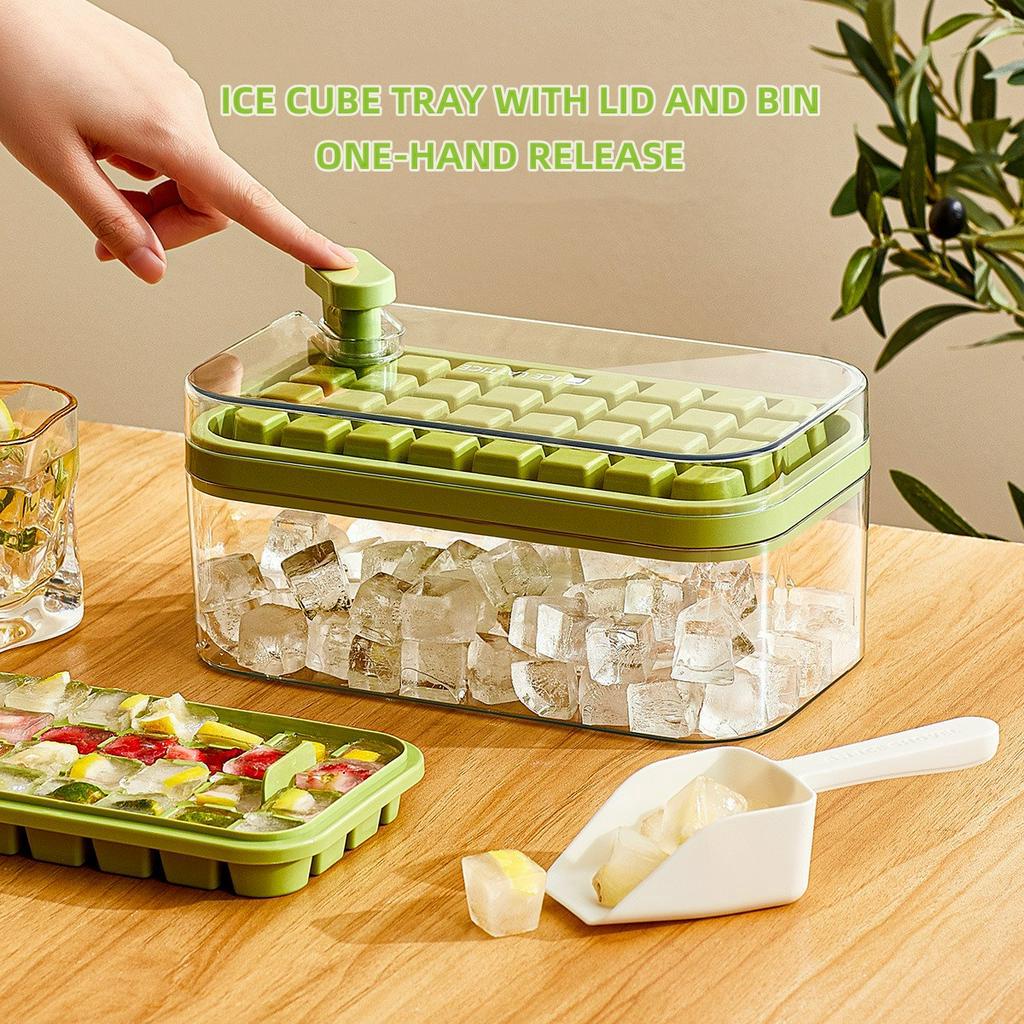 Ice Lattice Ice Cube Tray with Lid and Bin 2 Pack Ice Cube Trays for