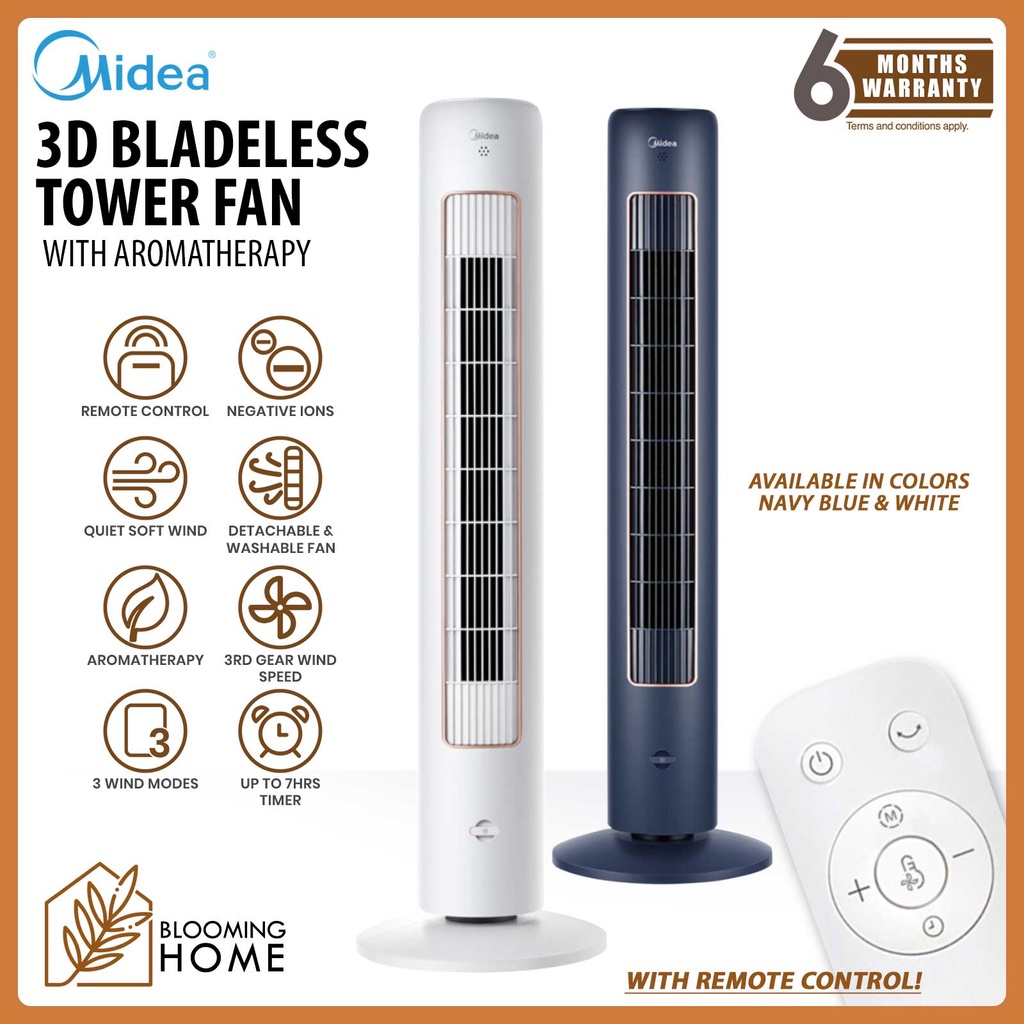MIDEA Bladeless Tower Fan with Remote Control and Aromatherapy Electric