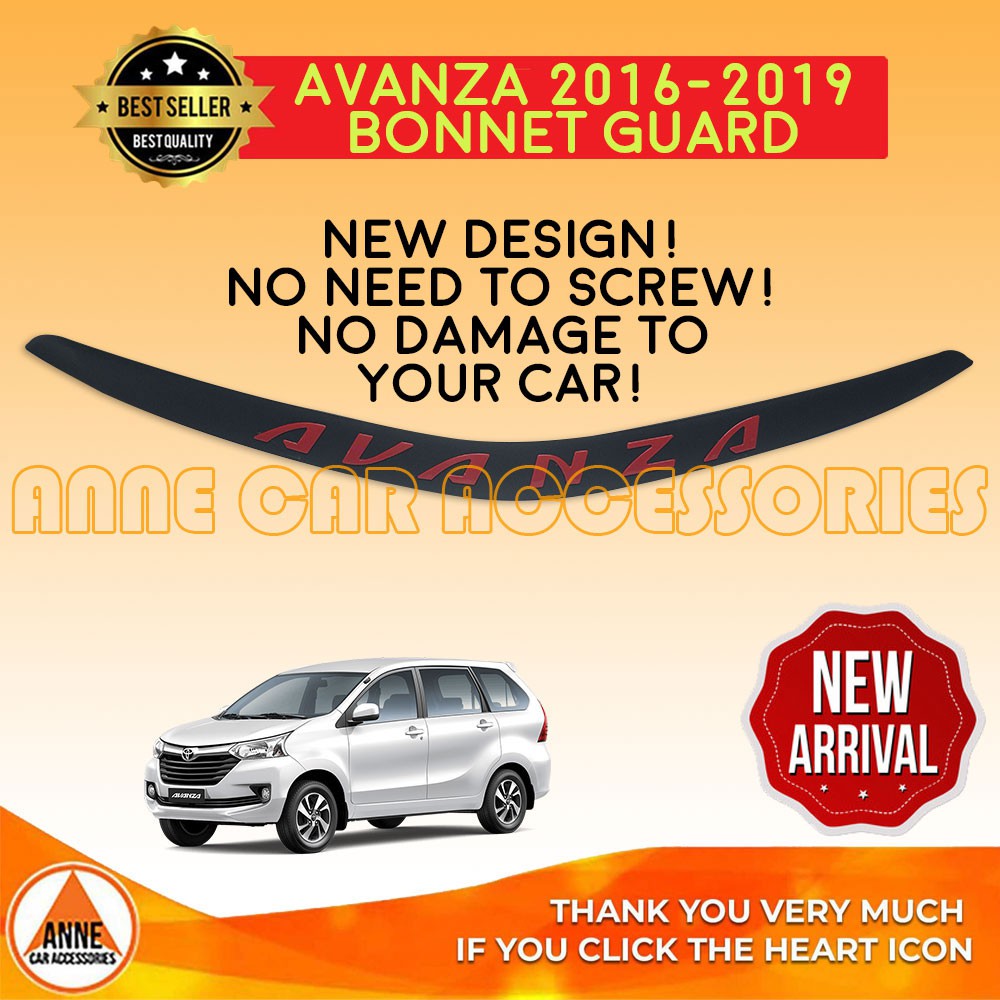 Hood Guard Bonnet for Toyota Avanza J G E 2016 - 2021 Adhesive Included ...