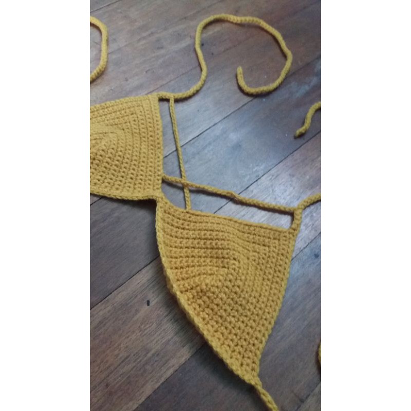 mustard yellow boho crochet bralette crop top bikini Shopee Philippines