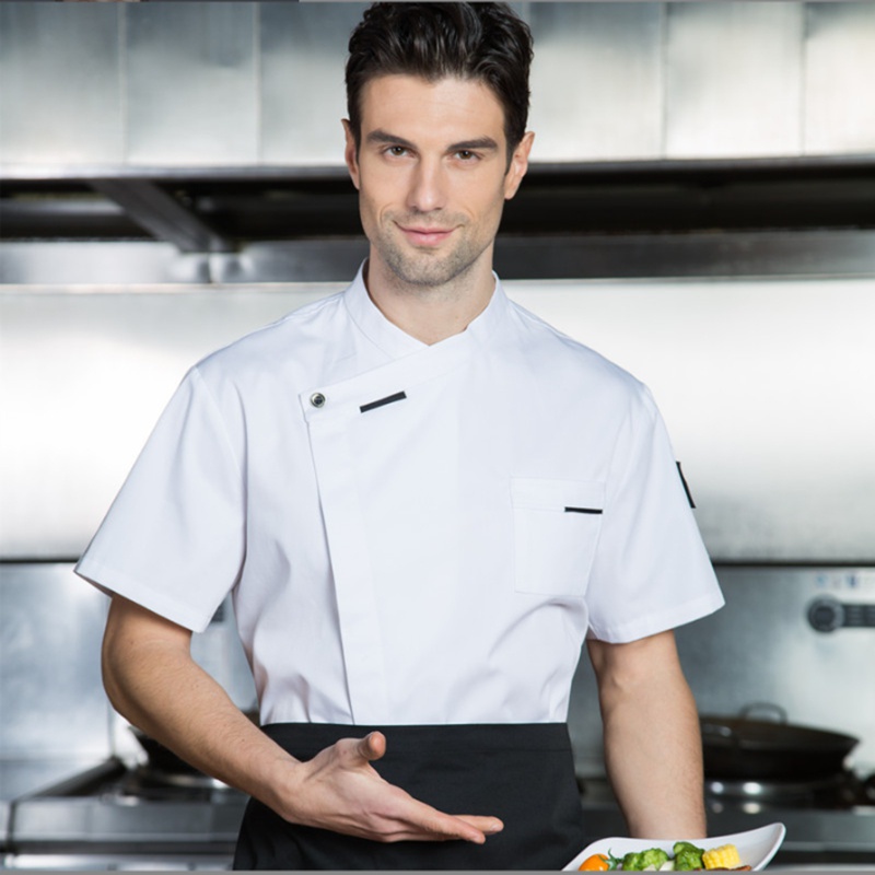 Ready Stock Unisex Short Sleeve Uniform Chef Jacket Hotel Kitchen ...