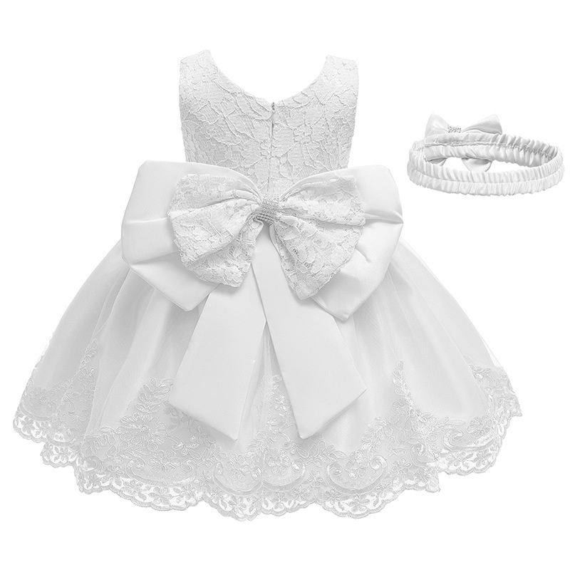 2pcs Set Christening Dress for Baby Girl Gown Dress for Baby Girl White Baby Dress New Born with