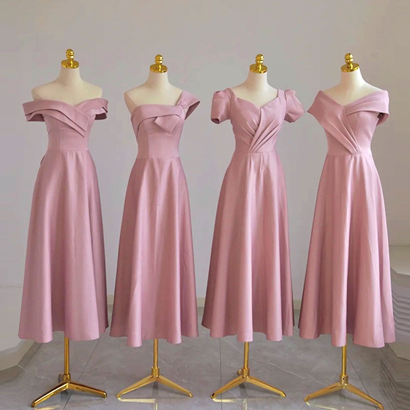 Dusty Rose Bridesmaid Dress Midi Bridesmaid Robe Satin Wedding Guest Dress Maxi Sister Evening Dress 2024 Shopee Philippines