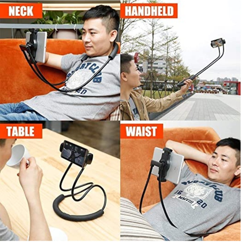 thumbnail image 2 of Cellphone Stand Hanging On Neck Upgraded Hands Mobilephone Holder Clip On Bed/Table Lazy Cellphone Mount 2 of 11