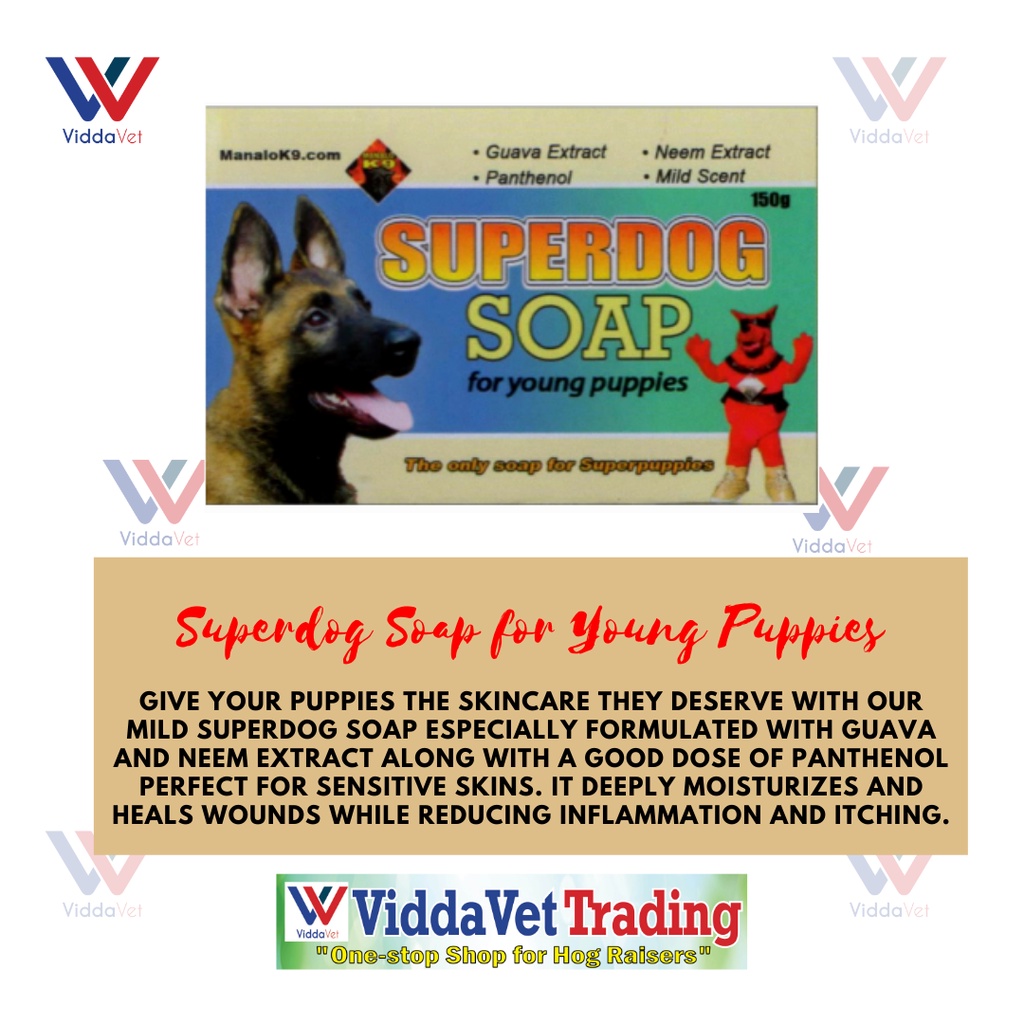 150g SUPERDOG SOAP FOR YOUNG PUPPIES mild soap formulated with Guava and  Neem extract for Itching