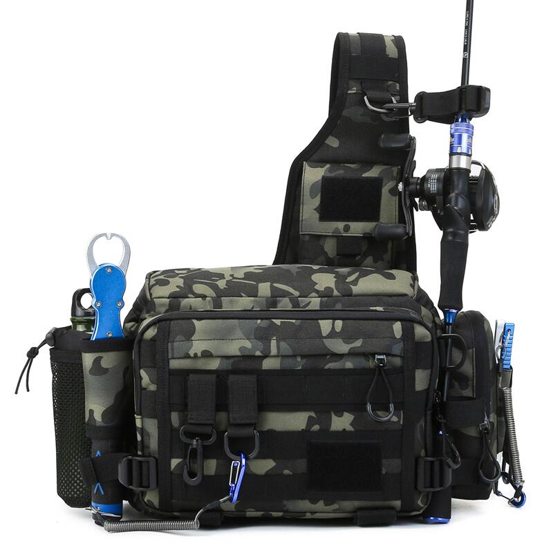 Fishing Tackle Bag waterproof Single Shoulder Crossbody Bag Fish Lure Gear  Storage Men's Fishing Rod Bags Waist Pack Multifunctional Fishing Bag  Tactical Backpack