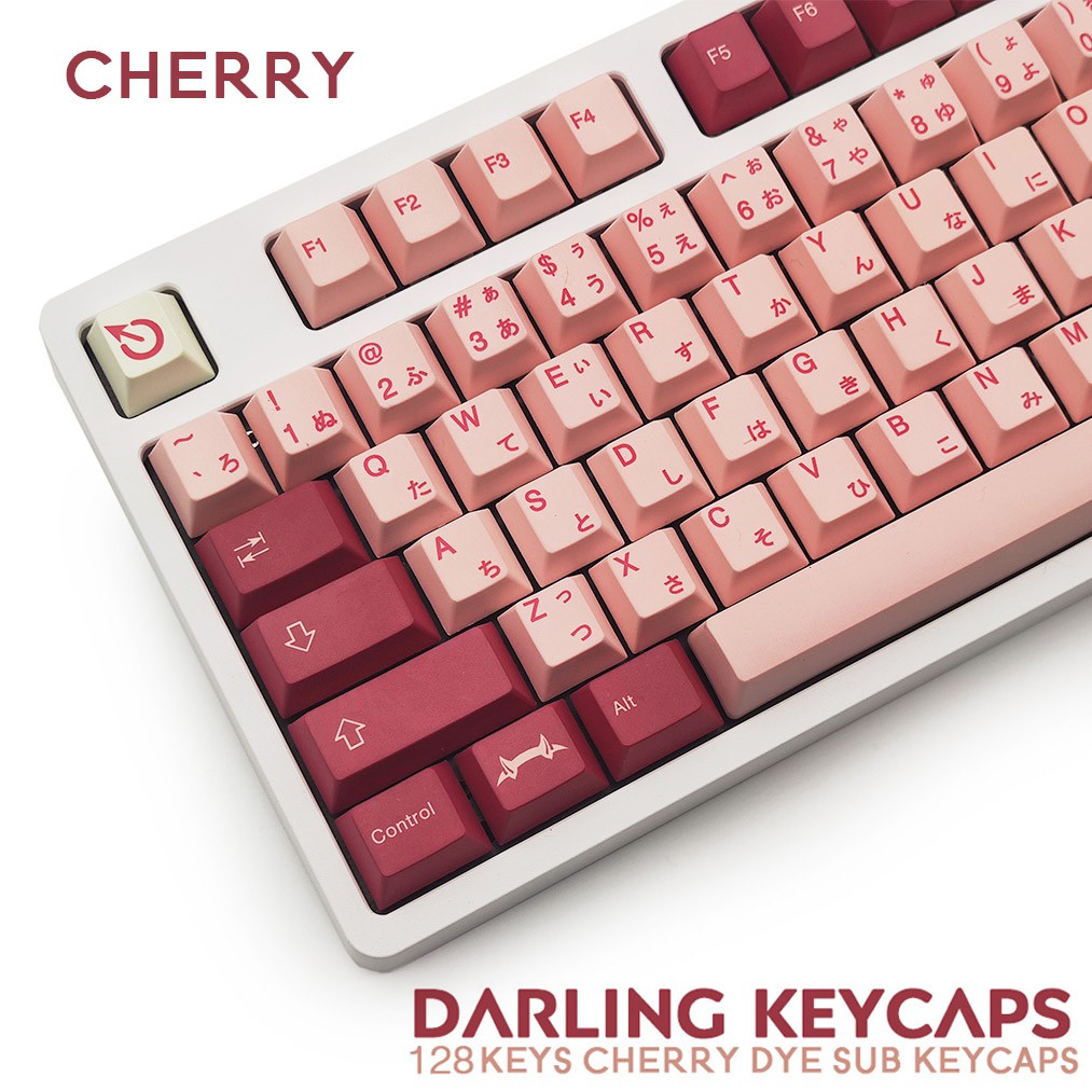 129 Key PBT Darling Keycaps Pink/ Blue Cherry Profile DYE SUB ...