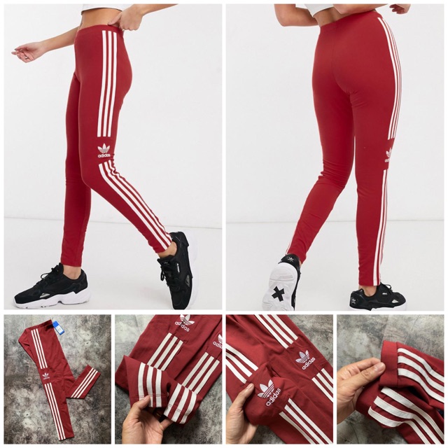 ADIDAS Trefoil Maroon Womens Leggings - MAROON