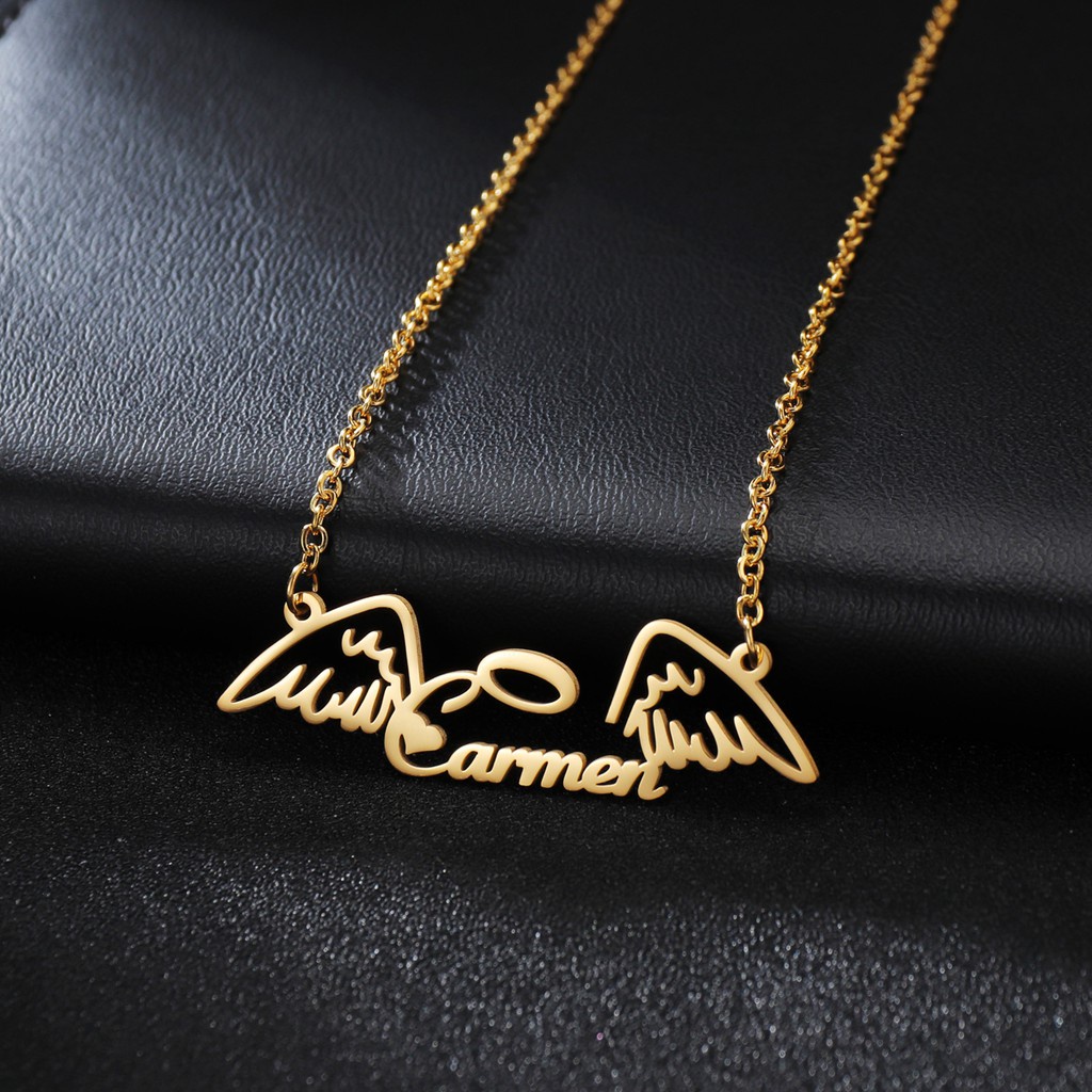 Name necklace deals with angel wings