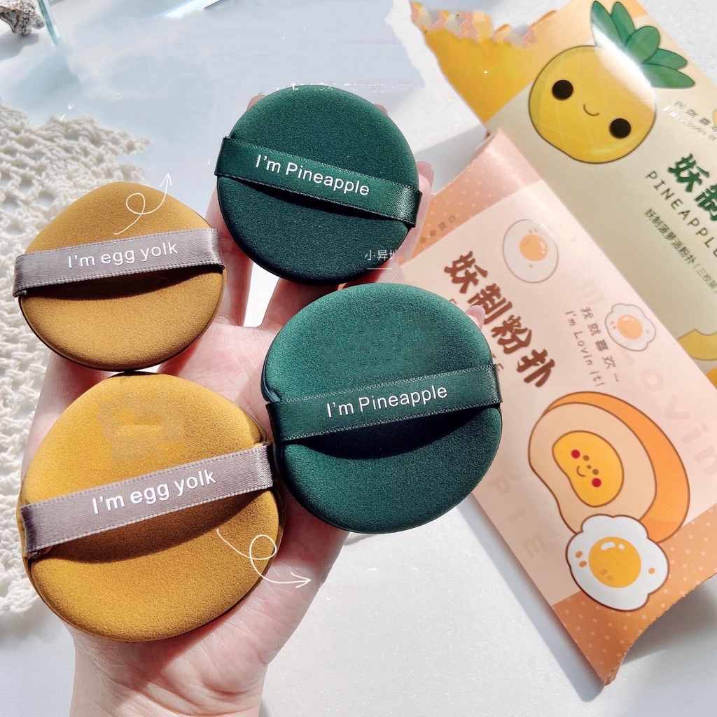 1Pc Pack Round Shape Soft Makeup Blending Sponges /Pineapple Pie Wet ...