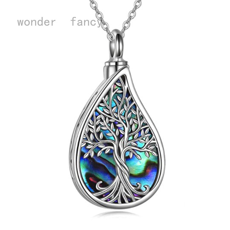 Tree Of Life Urn Necklaces For Ashes 925 Sterling Silver Abalone Shell ...