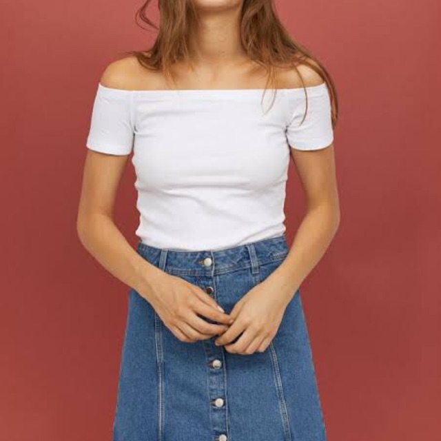 H&m white off the shoulder top hotsell