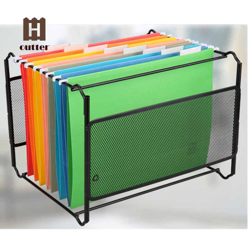 A4 Mesh Metal File Organizer Hanging File Folder Box for Office Home