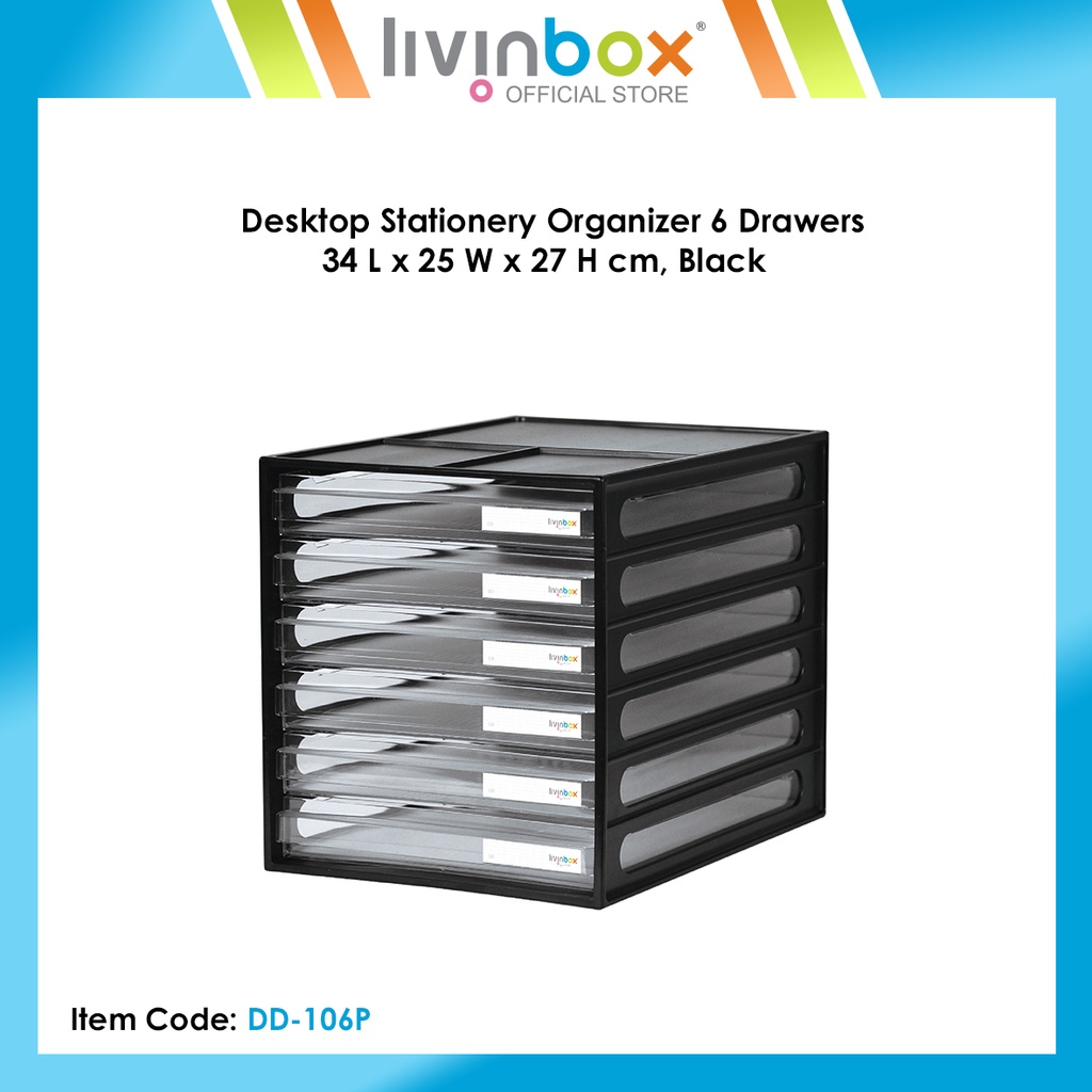 Livinbox Desktop Stationery Organizer 6 Drawers 34 L x 25 W x 27 H cm ...