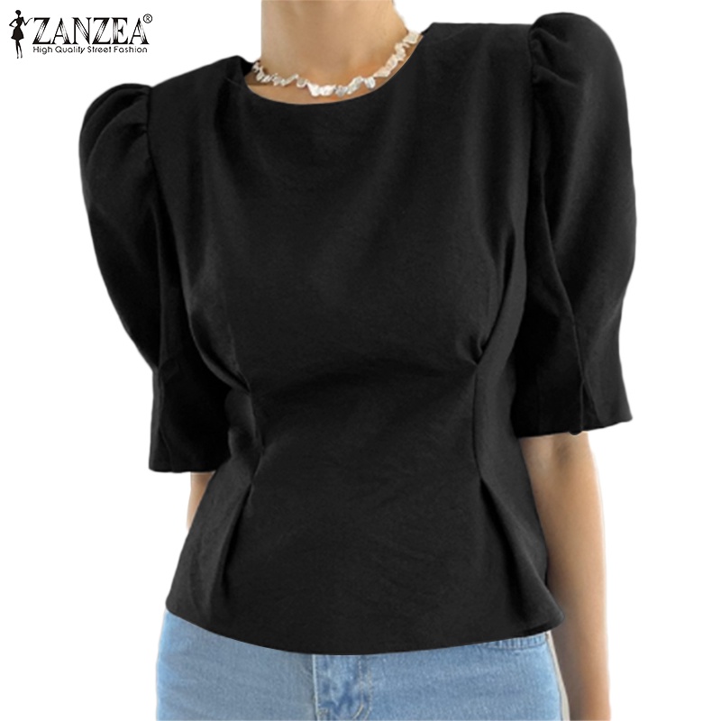 CELMIA ZANZEA Women Puff Half Sleeve Pelum Tops Elegant Casual Shirt ...