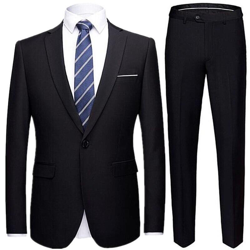LOCAL STOCK Black twopiece highquality suit business groom wedding dress best man Shopee