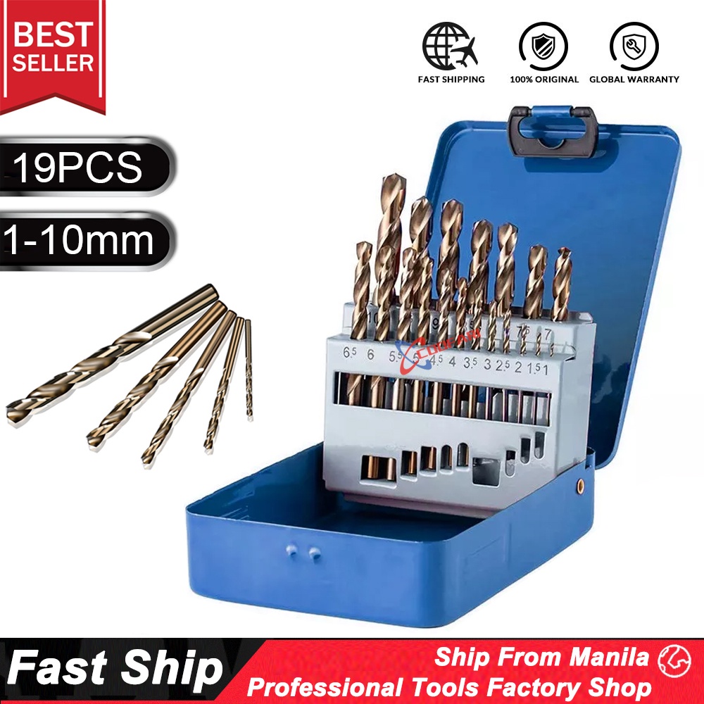 COOFARI 19pcs HSS Twist Drill Bits Set (1-10MM) | Shopee Philippines