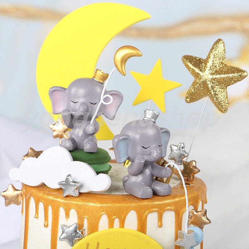 Elephant Cake Toppers – Edible Baby Shower & Jungle Party Designs