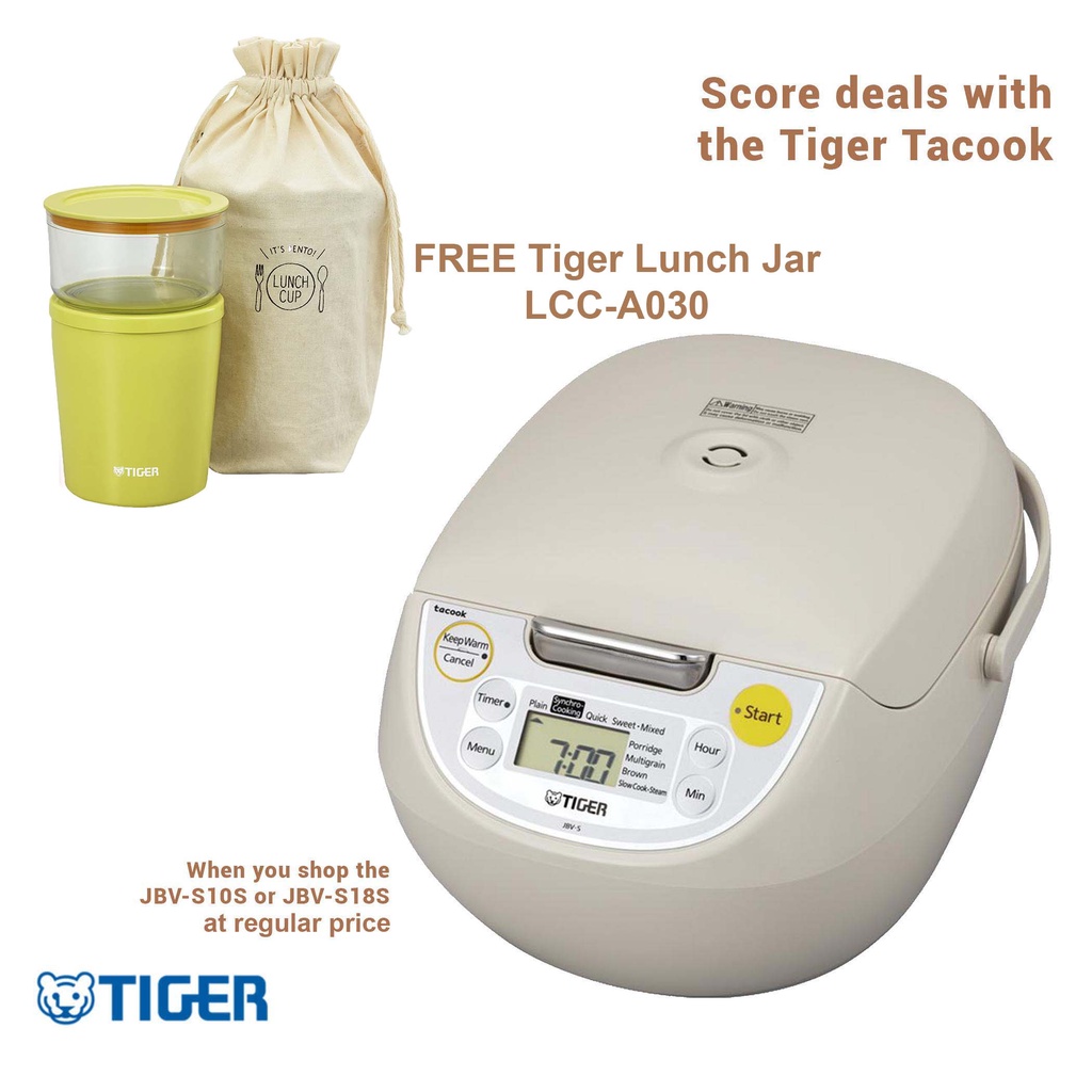 Tiger Rice Cooker JBVS18S w/ FREE Tiger Lunch Jar LCCA030 Y Shopee