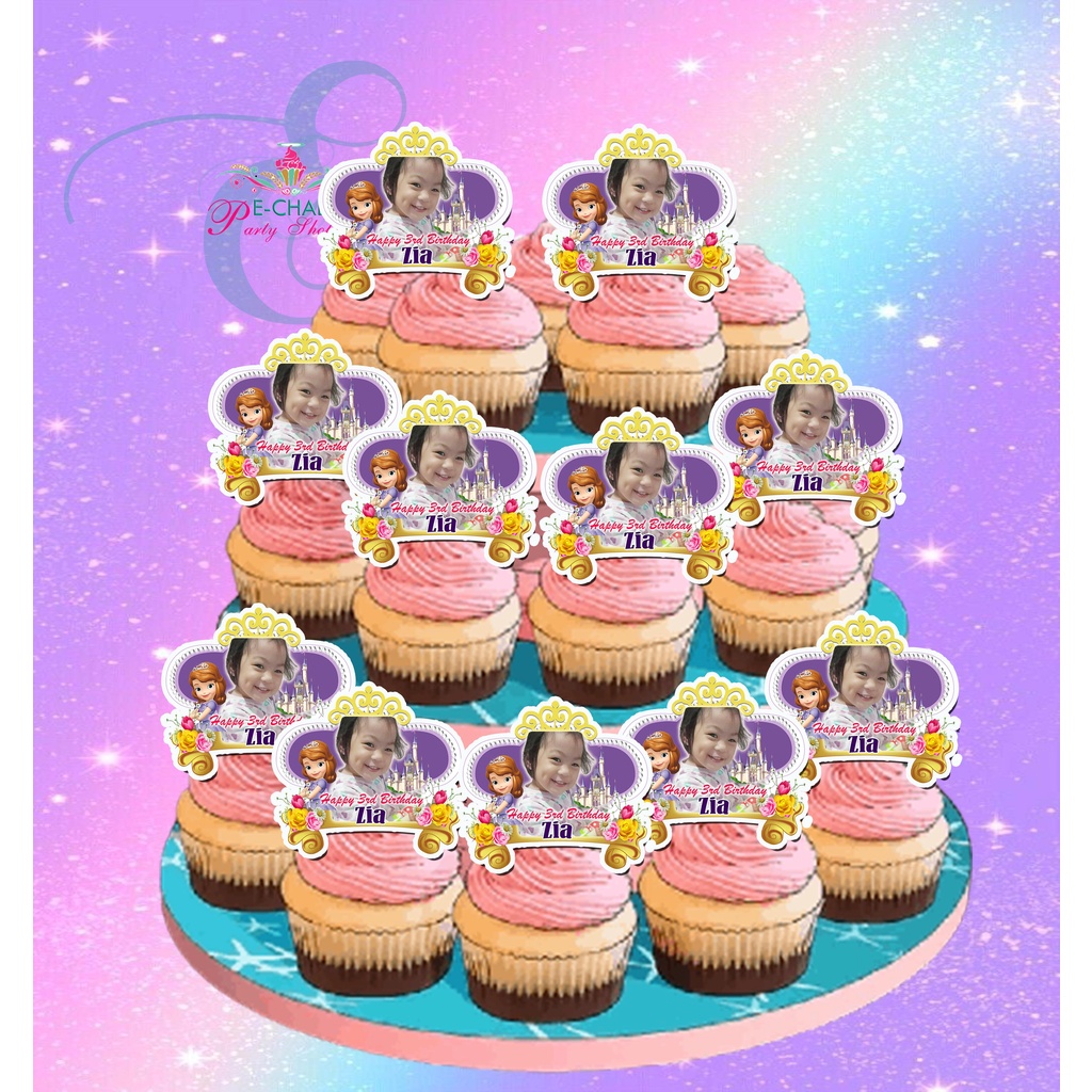 SOFIA THE FIRST cupcake topper personalized (12pcs/pack) | Shopee ...