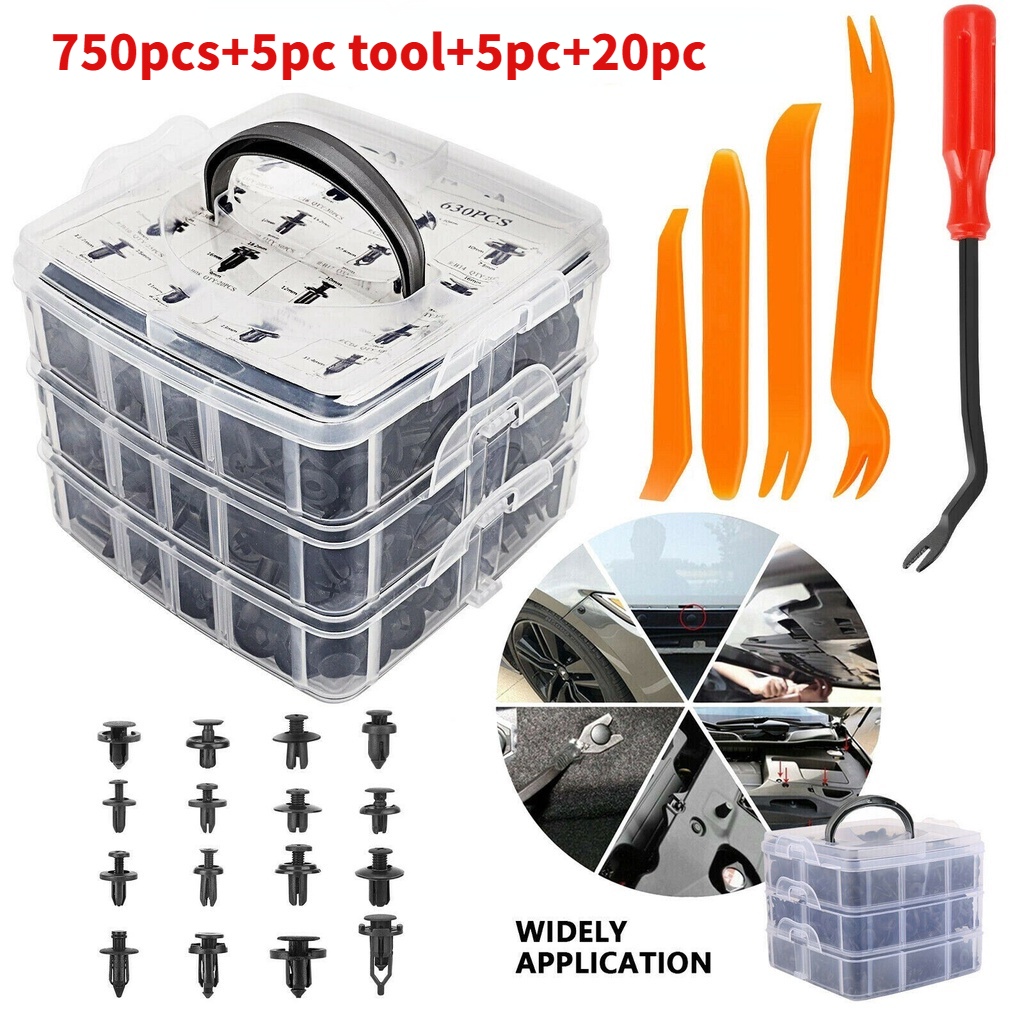 750pcs Car Rivet Bumper Clip Fastener Expansion Screw Clip Plastic