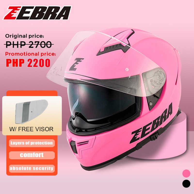 Zebra Ym623 Plain Motorcycle Full Face Helmet Dual Visor With Icc