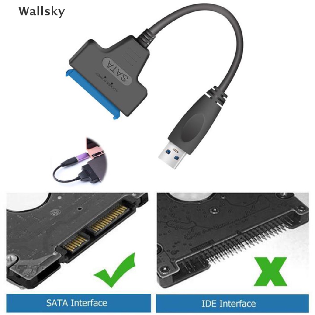 Wallsky Usb To Sata Pin Laptop Hard Disk Drive Ssd Adapter