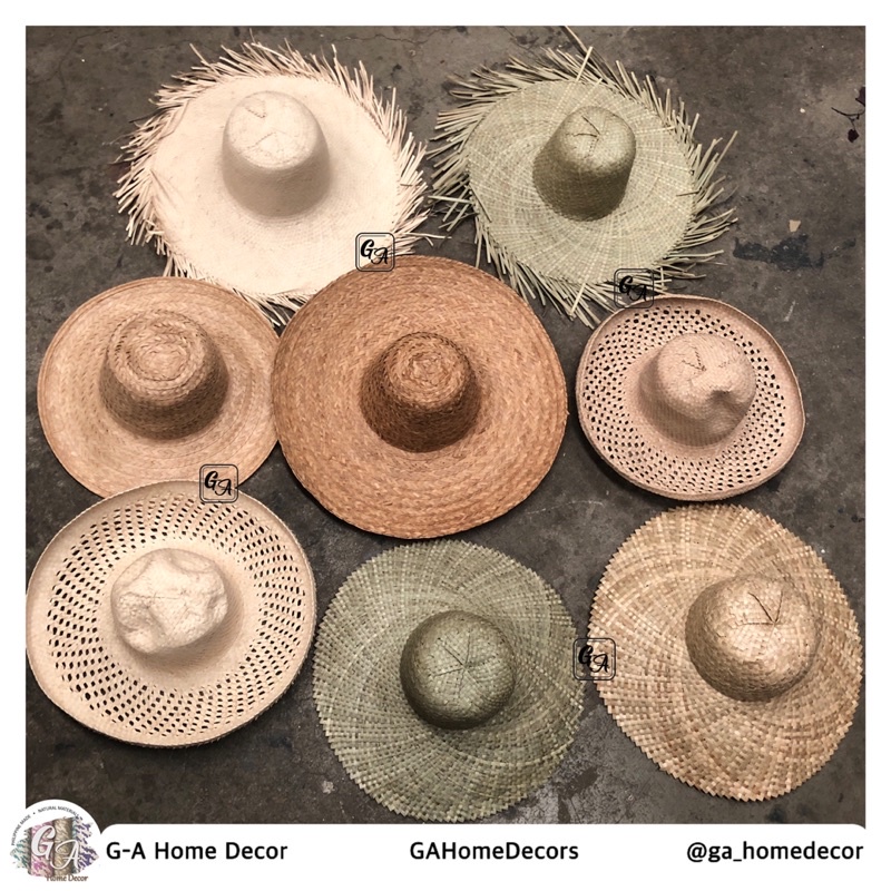 Farmers hat kids women Mens buri Hat Decor Accent fringes holes Natural material