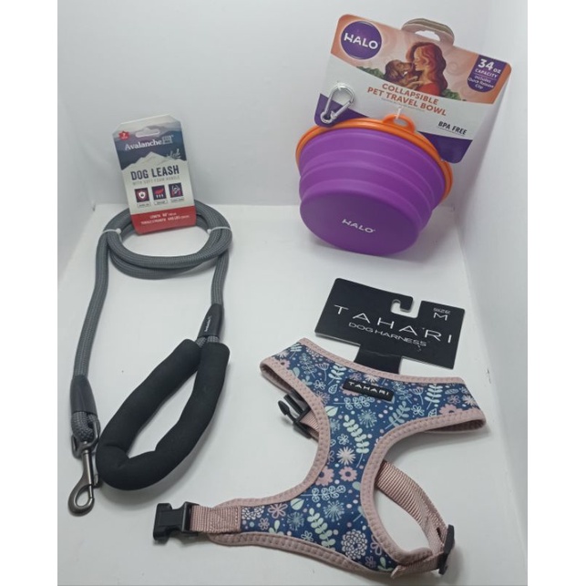 TAHARI DOG HARNESS SIZE Med, AVALANCHE BRAIDED DOG LEASH , HALO