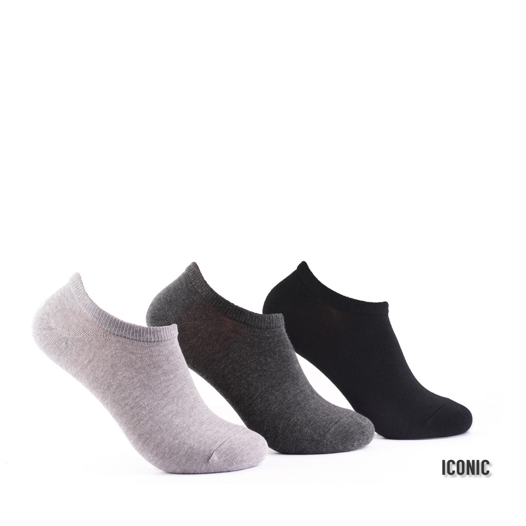 Iconic 3 in 1 Basic Lifestyle Extra Low Ankle Socks in Assorted Grey ...