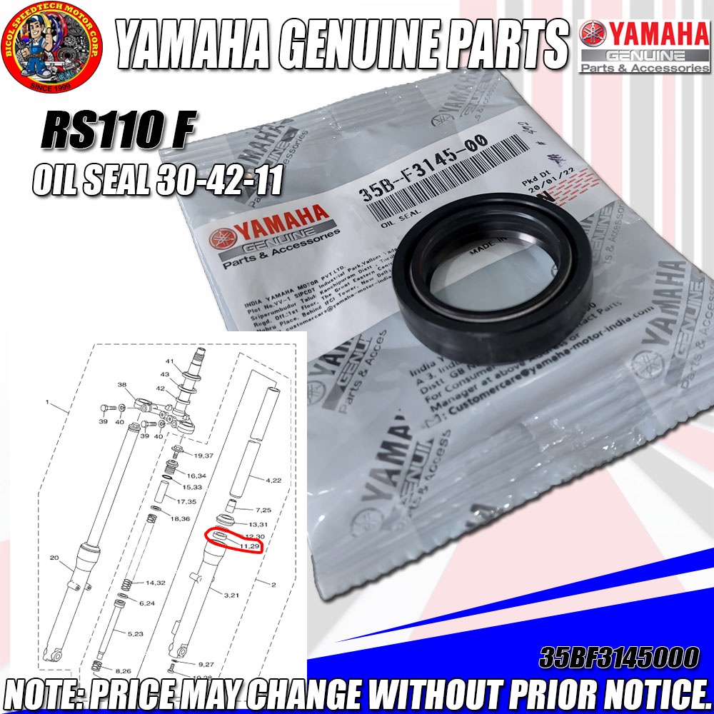 RS110F/ YTX 125 FRONT FORK OIL SEAL 304211 (YGP) (Genuine 35BF314500) Shopee Philippines