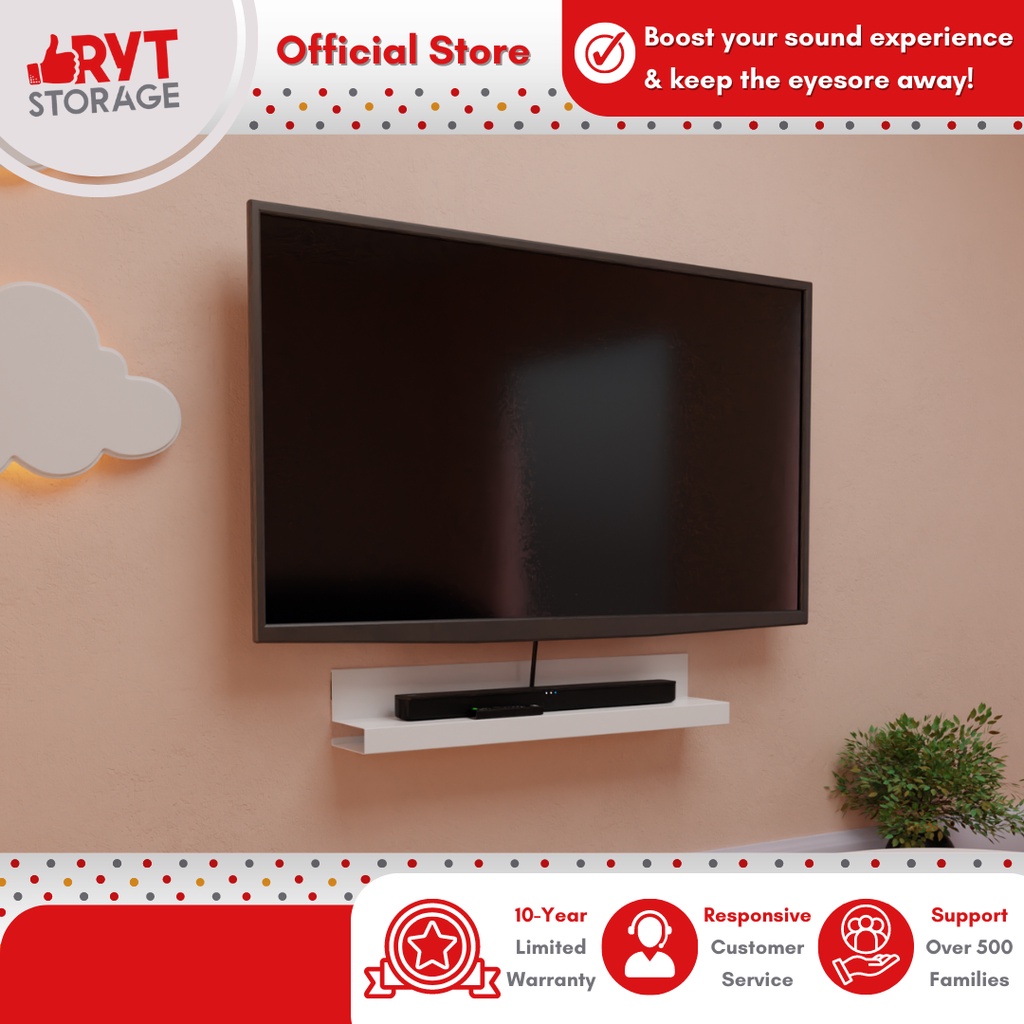 RYTStorage Wall-Mounted TV Sound Bar Shelf 90 & 120cm | Shopee Philippines