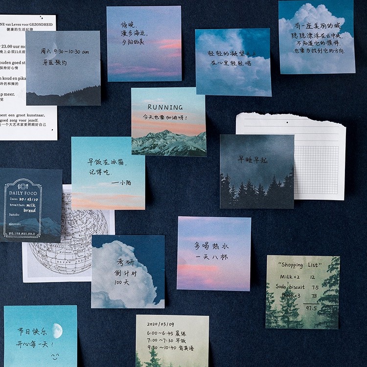 60Sheets Creative Sticky Notes INS Sky Forest Memo Pad Notepad School ...