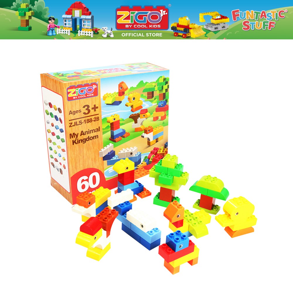 ZIGO Jr. Animal Kingdom Building Blocks, Toys for Kids, Toddler Blocks ...