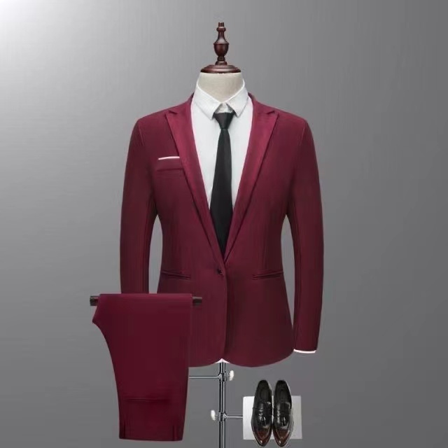 Wedding Men's 2 Piece Slim Suit Casual Formal Tuxedo Blazer | Shopee ...