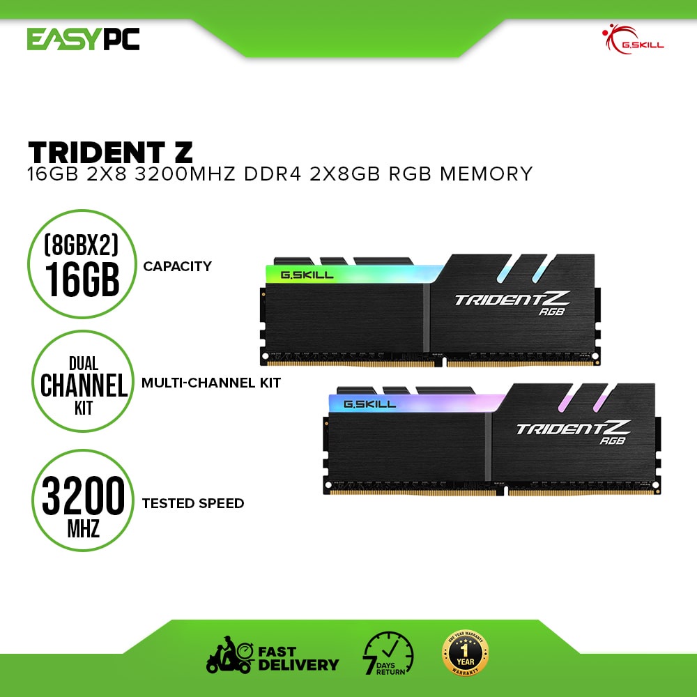 G.Skill Trident Z 16GB (2x8) Dual Kit 3200MHz Ddr4 RGB,Intel And AMD ...